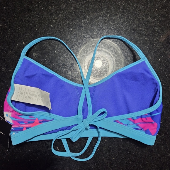 Nike Blue and Pink Sports Bra with Moisture-Wicking Fabric NTW - Picture 3 of 8